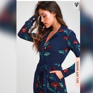 Floral Print Long Sleeve Jumpsuit